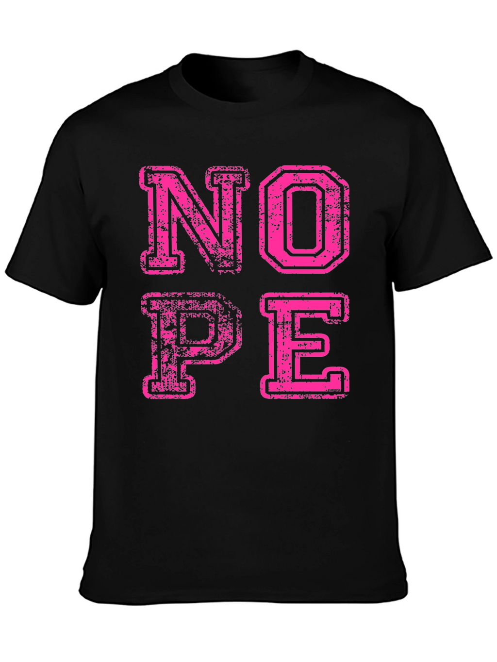 Nope Graphic Tee - Distressed Pink Print