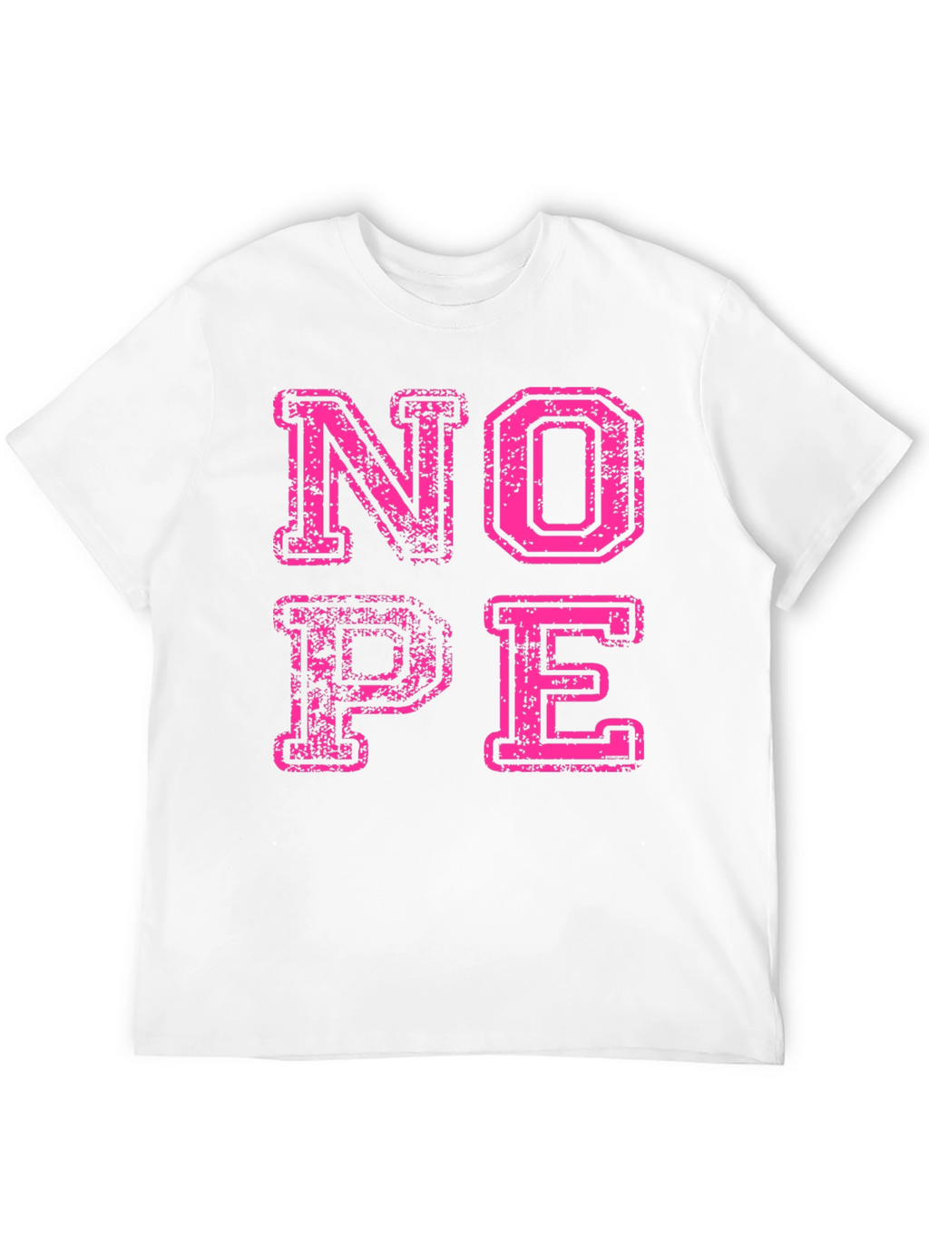 Nope Graphic Tee - Distressed Pink Print