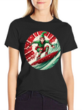 Christmas Elf Surfing T-Shirt Holiday Festive Tee
