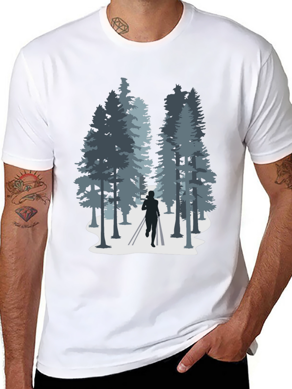 Nature Run T-Shirt: Forest Silhouette