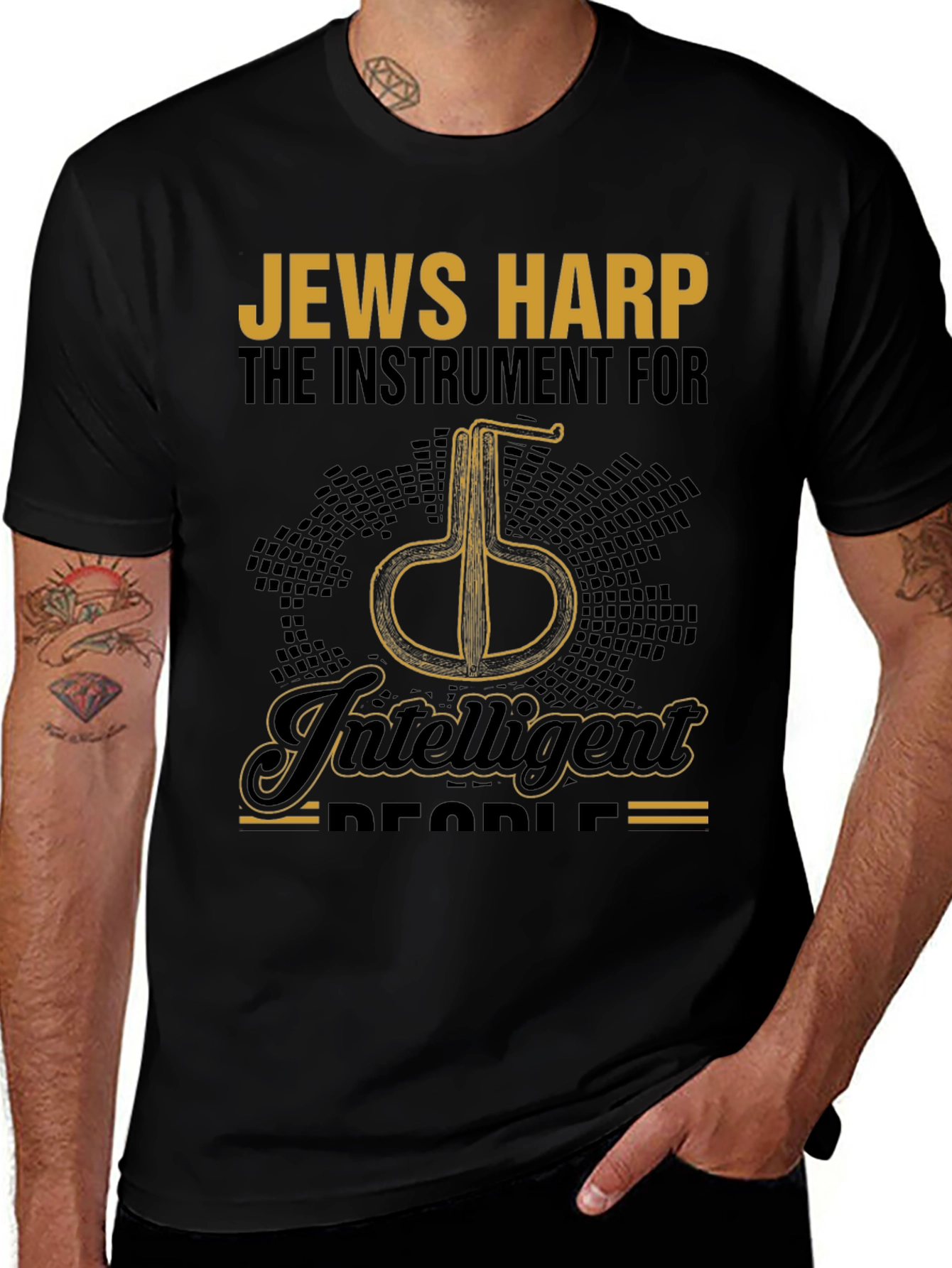 Intelligent Jews Harp Instrument Black T-Shirt