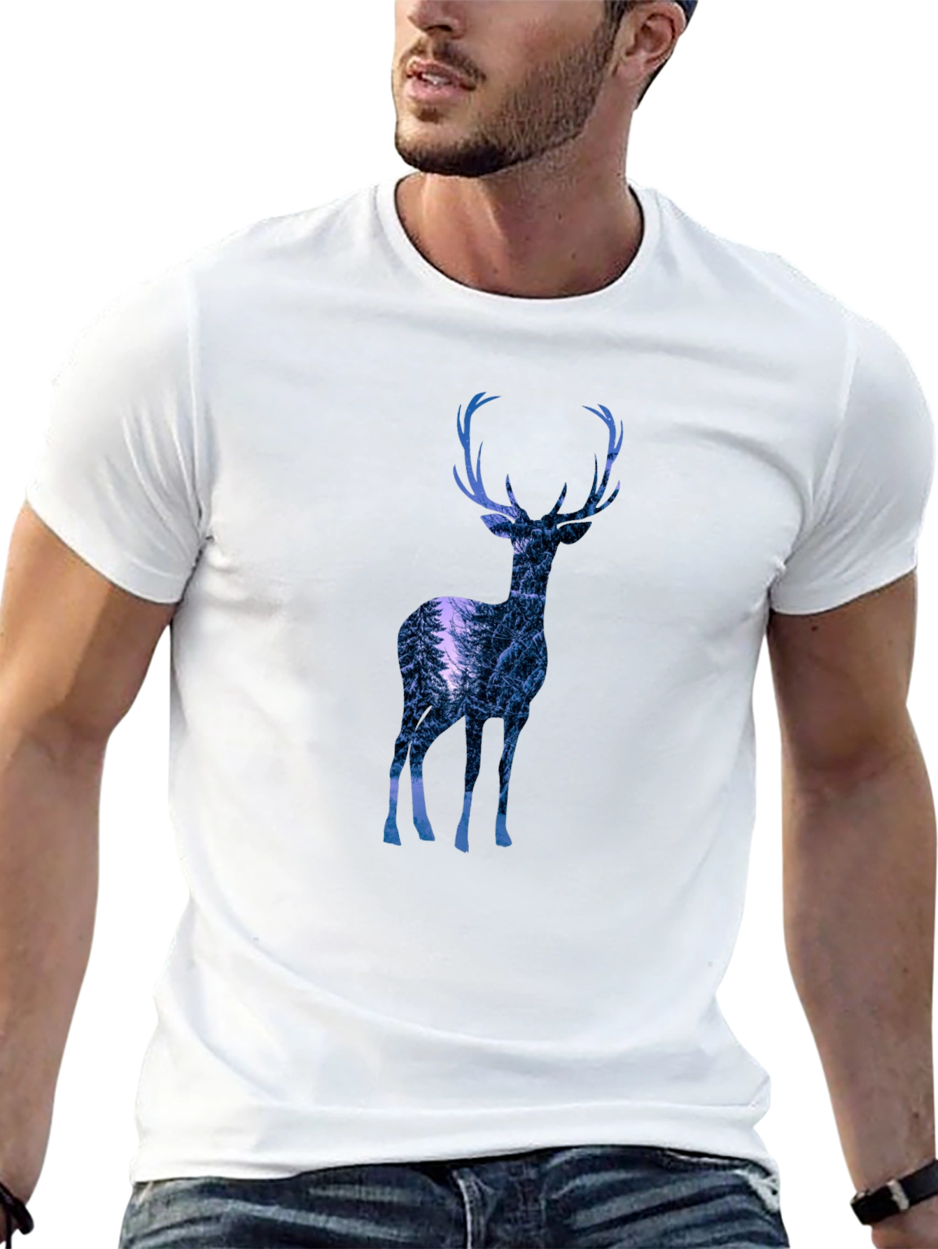 Nature Deer Graphic Tee - Mens Black T-Shirt