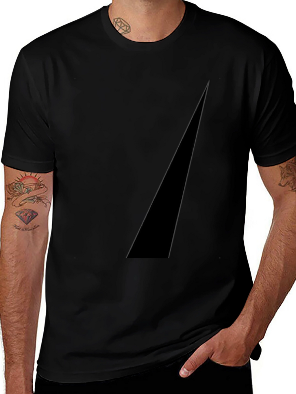 Modern Black Tee with Geometric Accent