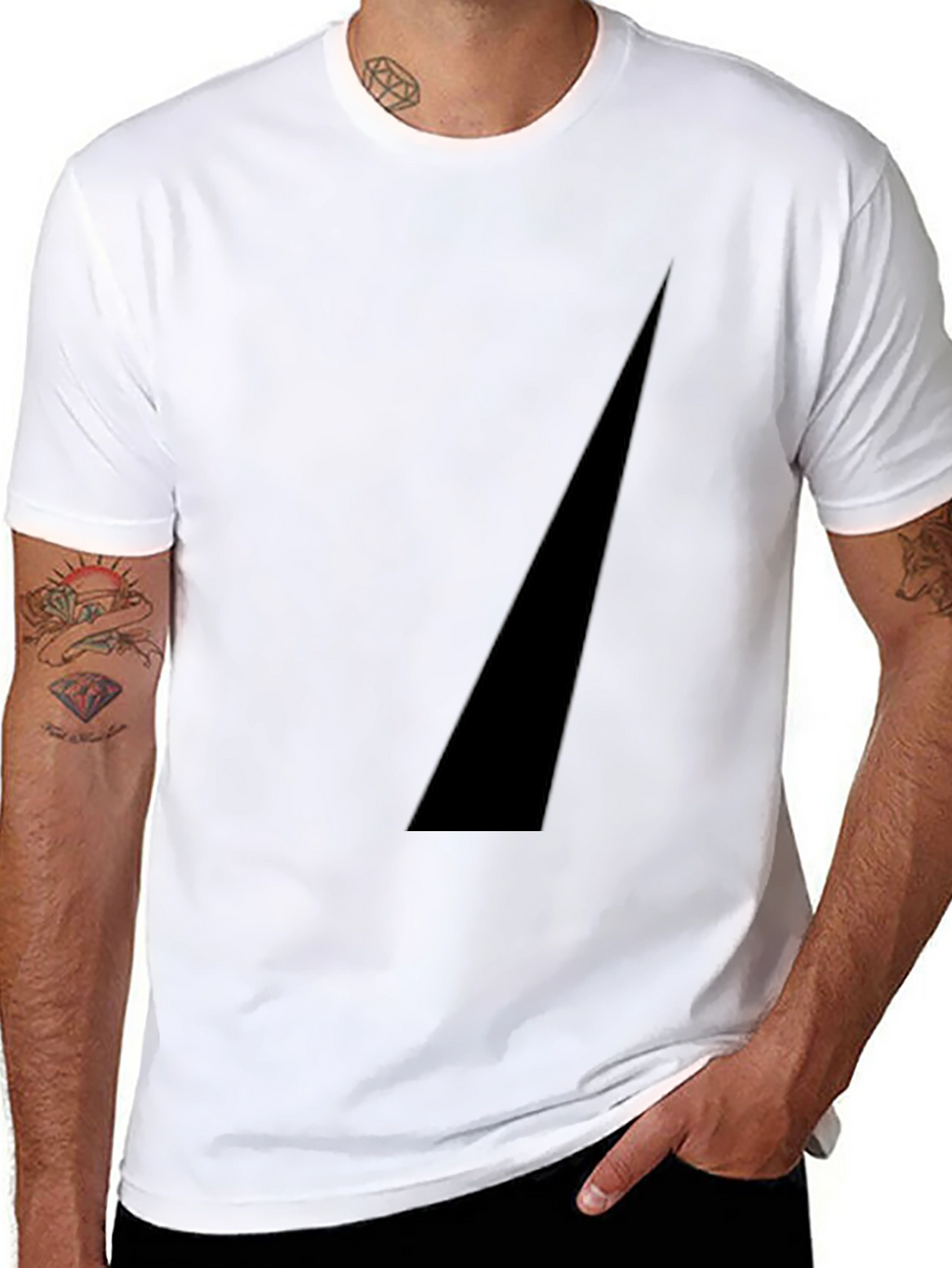 Modern Black Tee with Geometric Accent