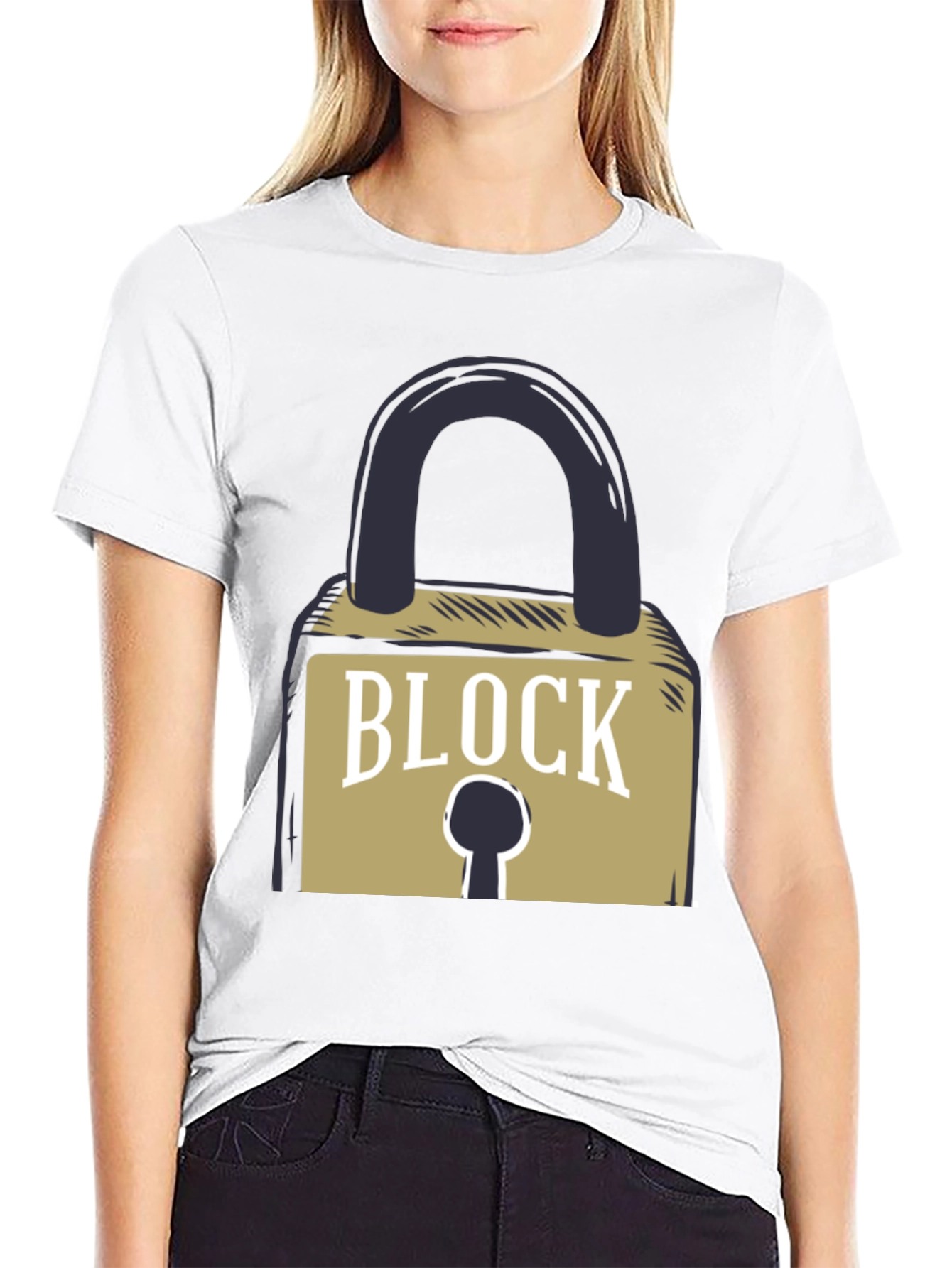 Block Graphic T-Shirt - Cool Padlock Design