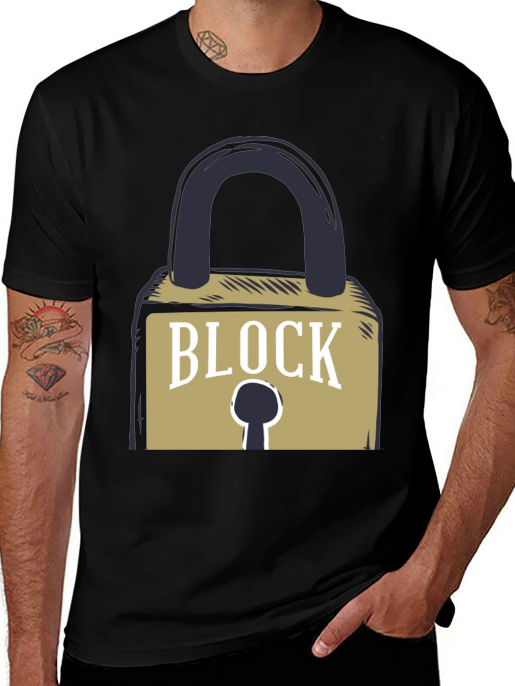 Block Graphic T-Shirt - Cool Padlock Design
