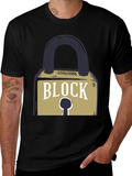 Block Graphic T-Shirt - Cool Padlock Design