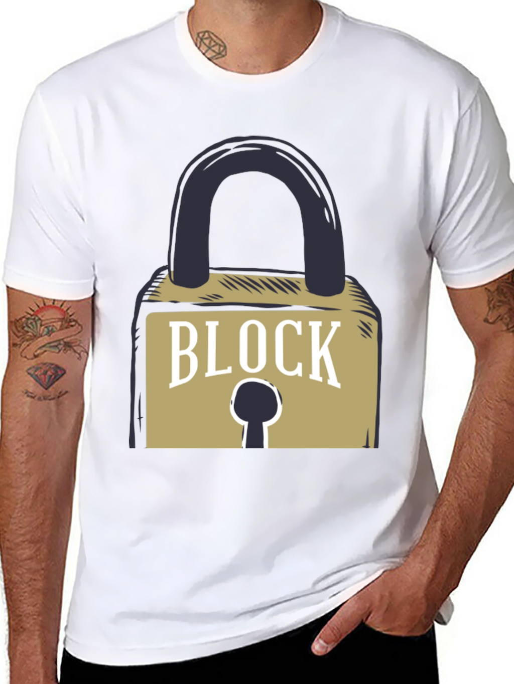 Block Graphic T-Shirt - Cool Padlock Design