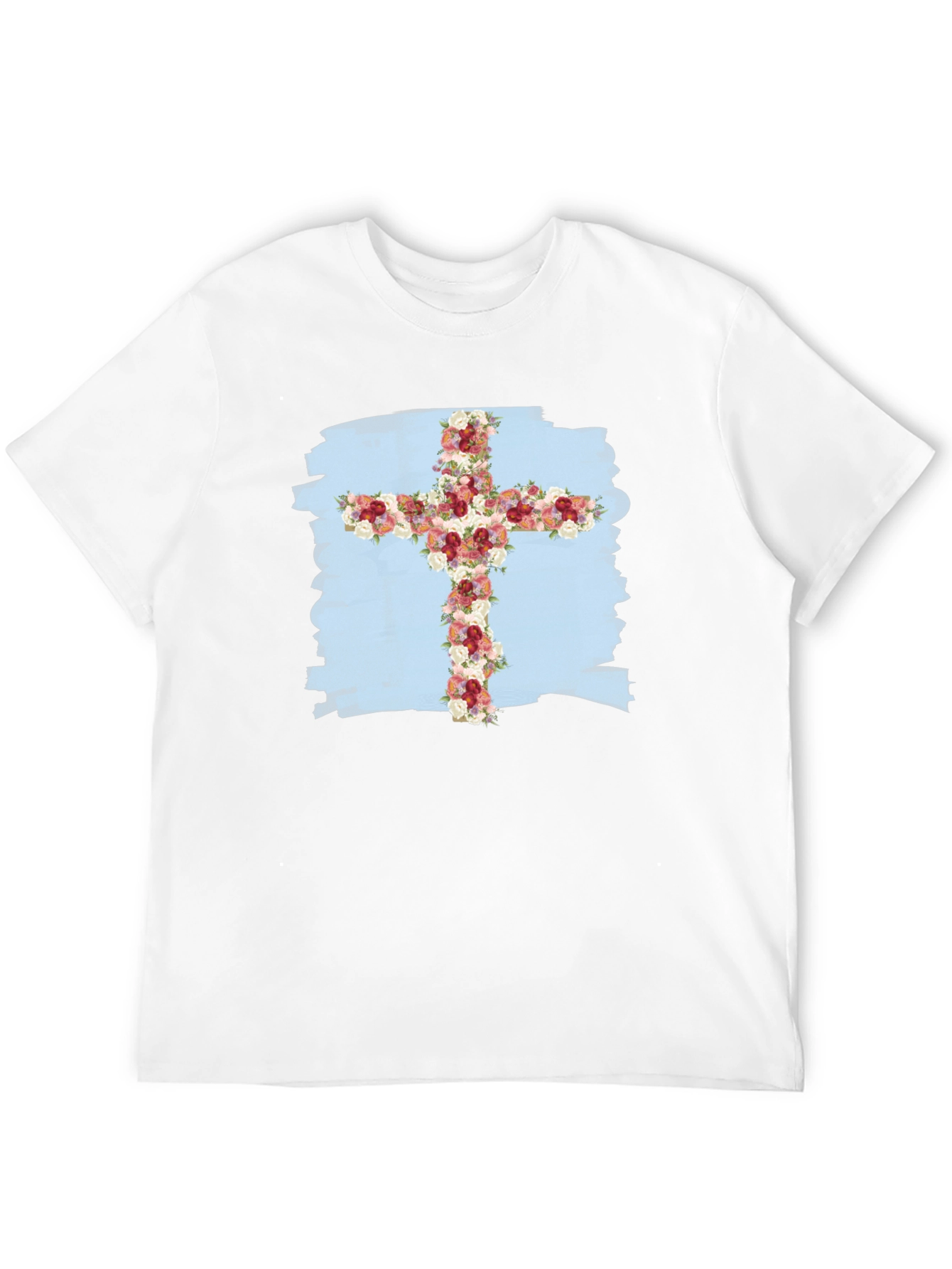 Floral Cross Graphic T-Shirt - Stylish Christian Tee