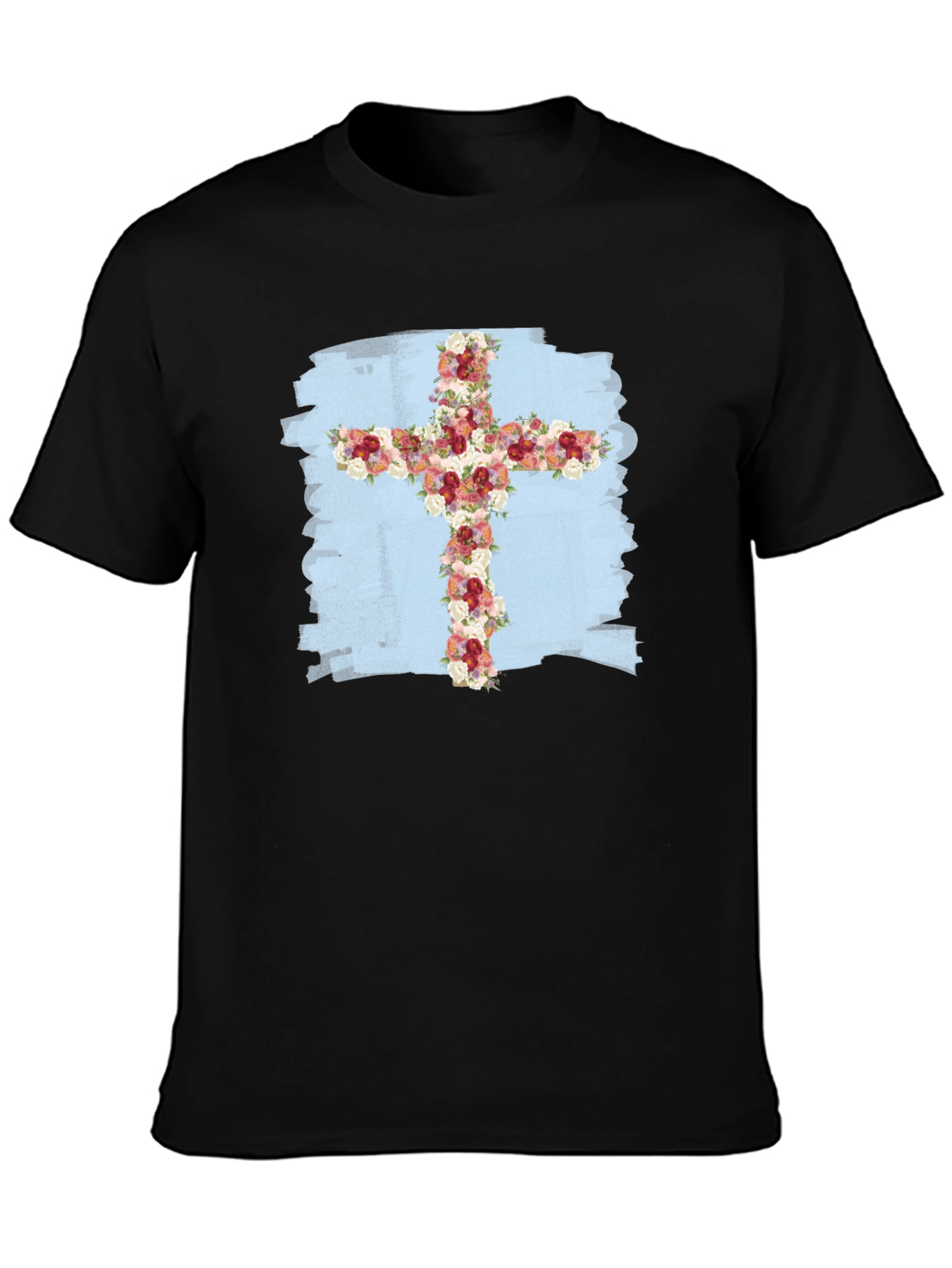 Floral Cross Graphic T-Shirt - Stylish Christian Tee