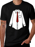 Black T-Shirt with Dress Shirt Print