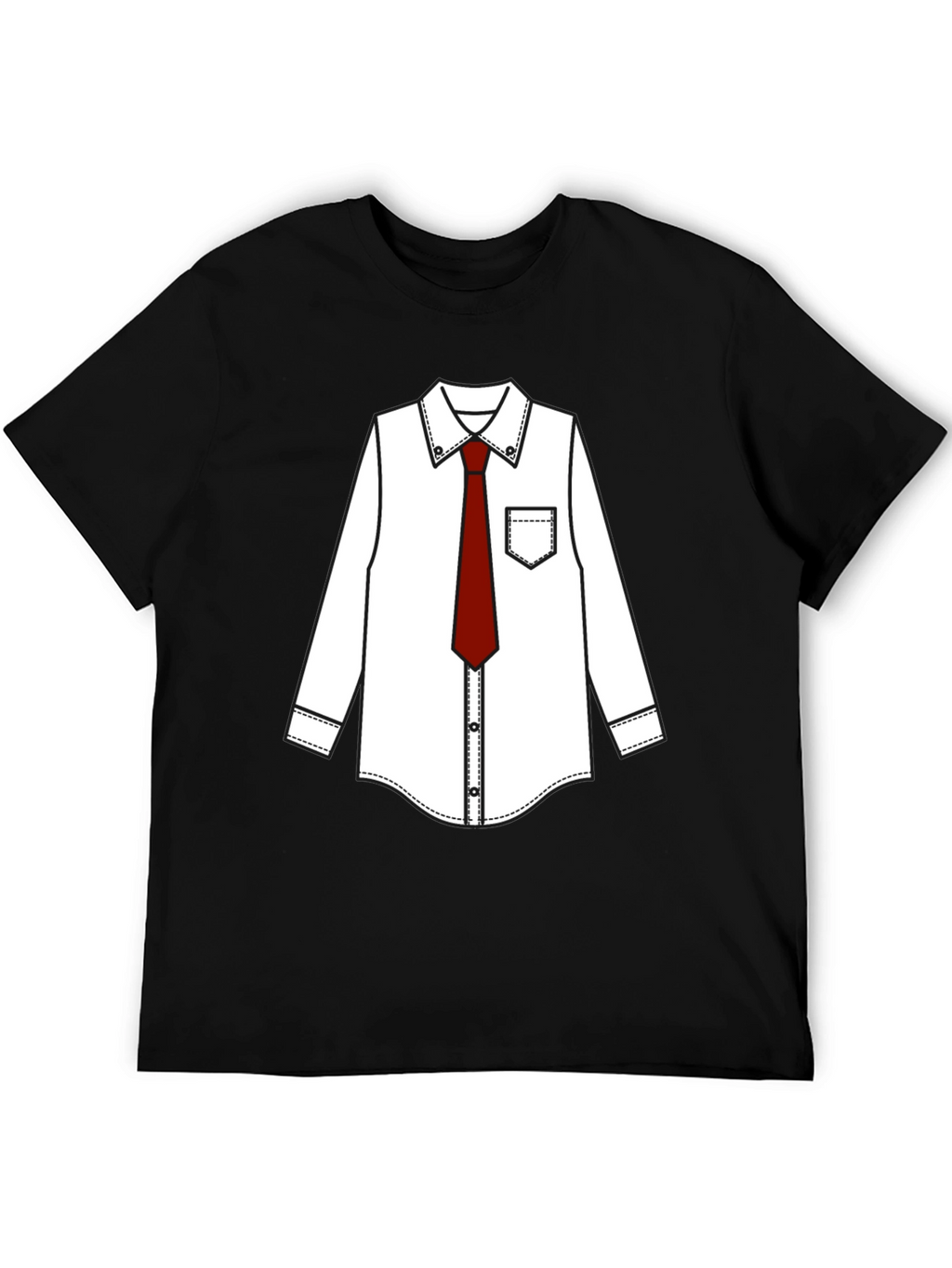 Black T-Shirt with Dress Shirt Print