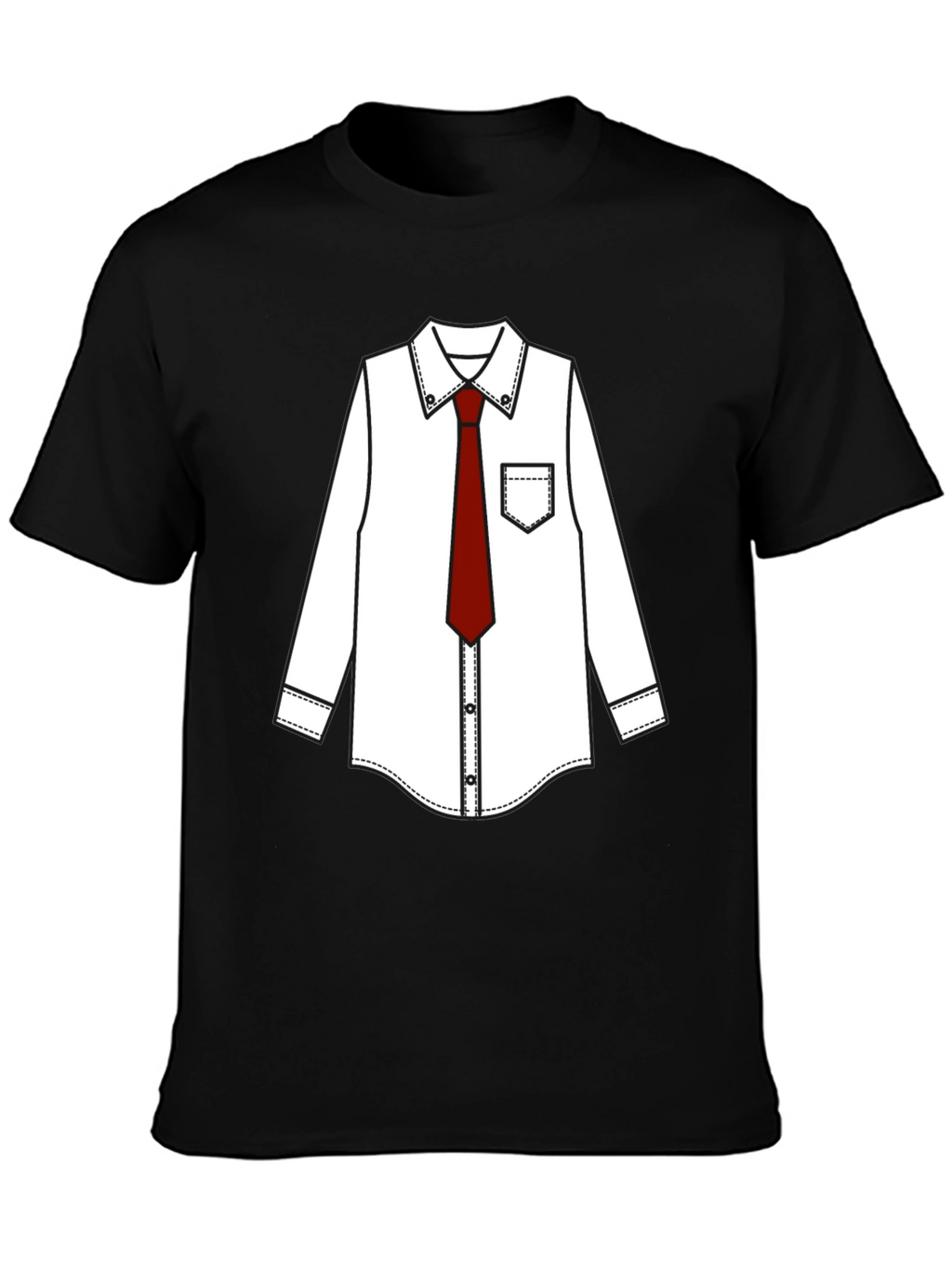 Black T-Shirt with Dress Shirt Print