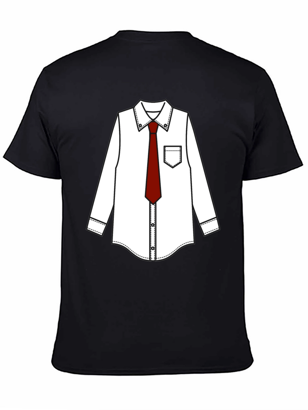 Black T-Shirt with Dress Shirt Print