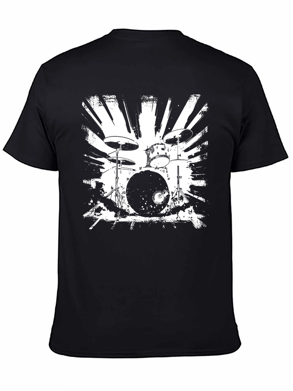 Drum Set Graphic T-Shirt - Black Cotton Tee