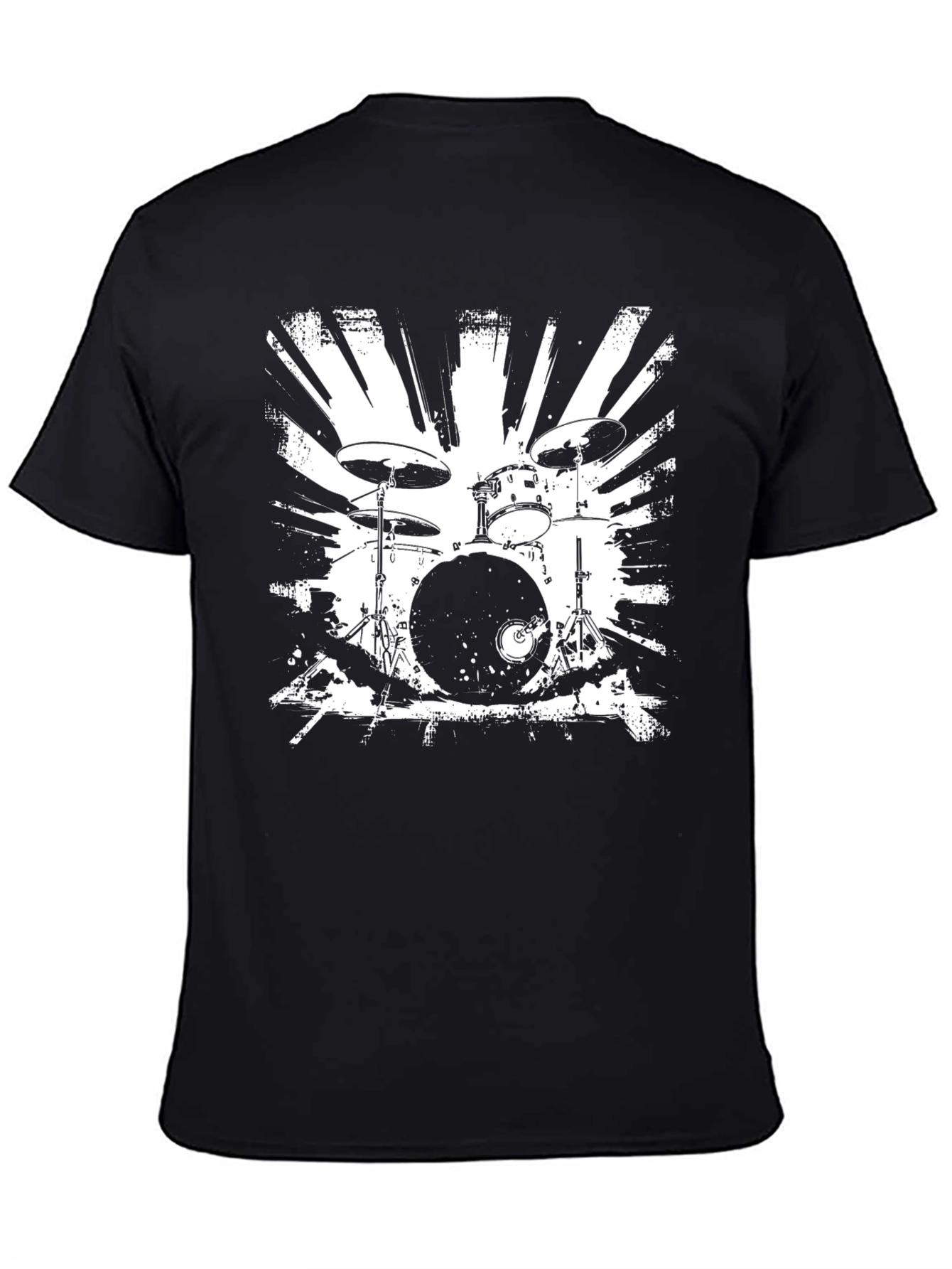 Drum Set Graphic T-Shirt - Black Cotton Tee