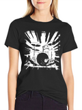 Drum Set Graphic T-Shirt - Black Cotton Tee