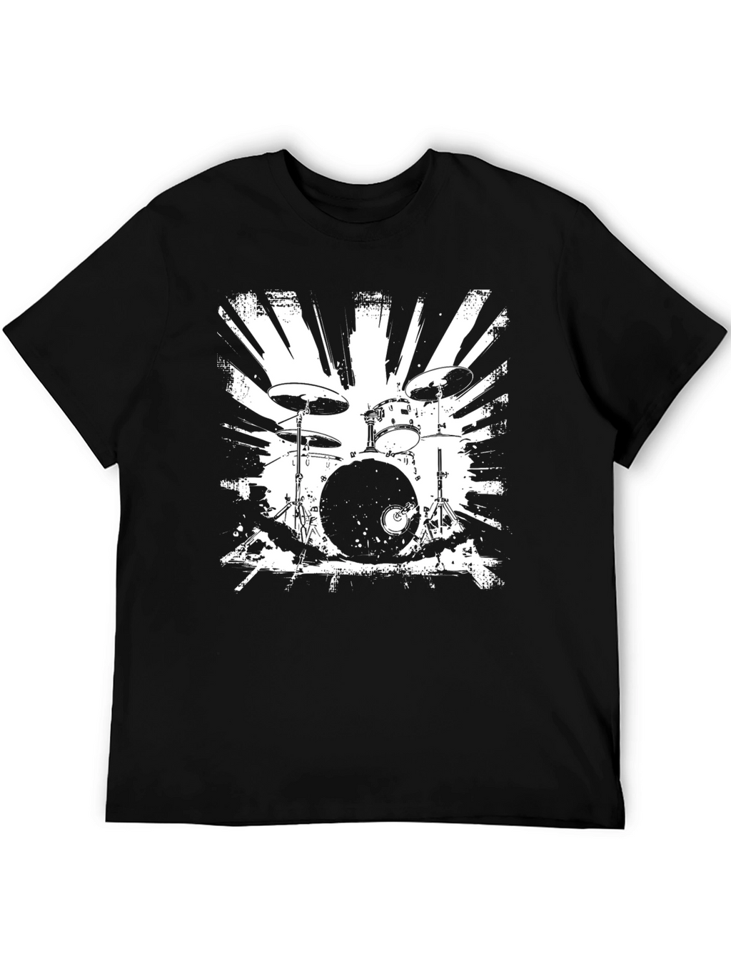 Drum Set Graphic T-Shirt - Black Cotton Tee