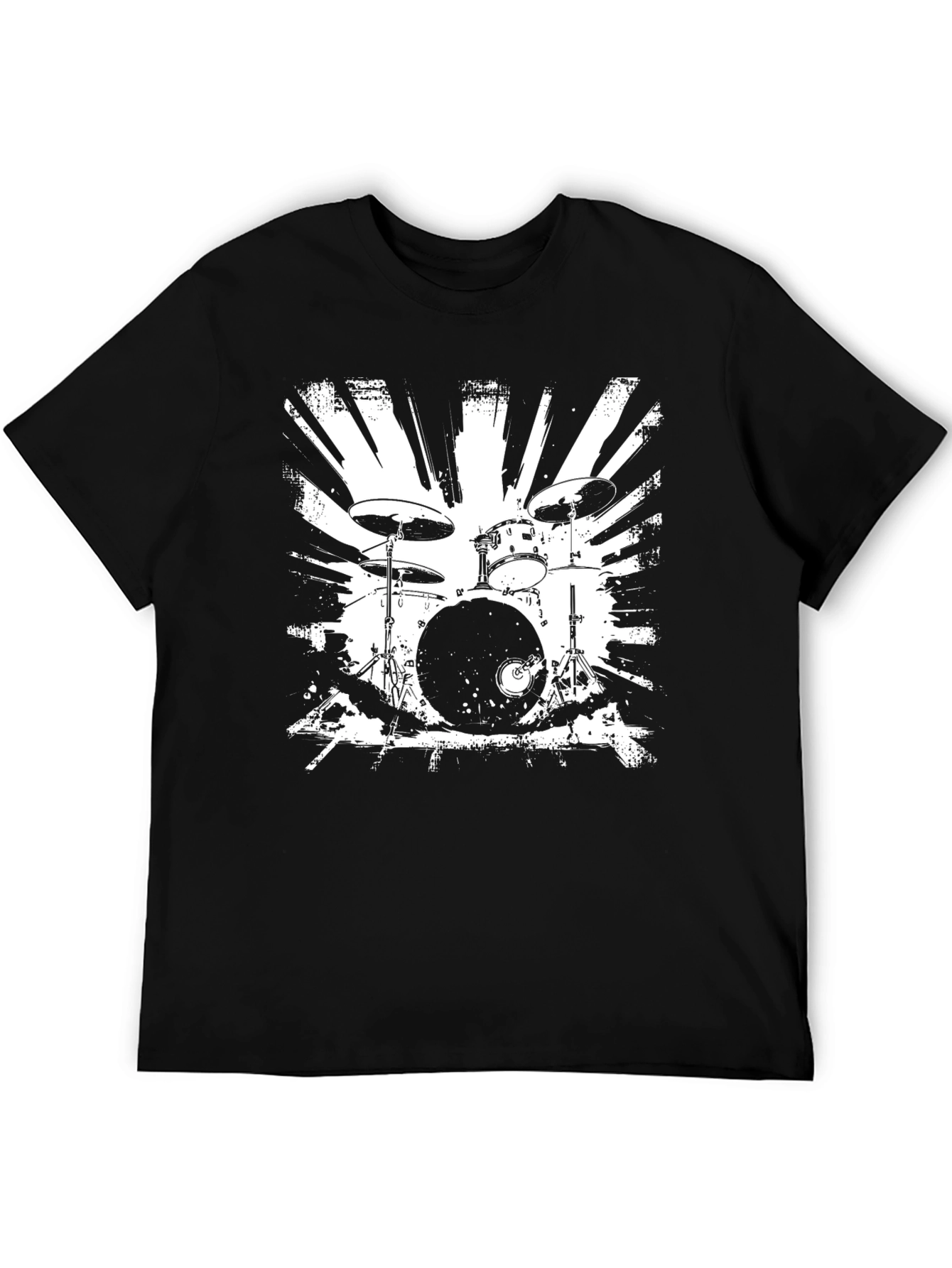 Drum Set Graphic T-Shirt - Black Cotton Tee
