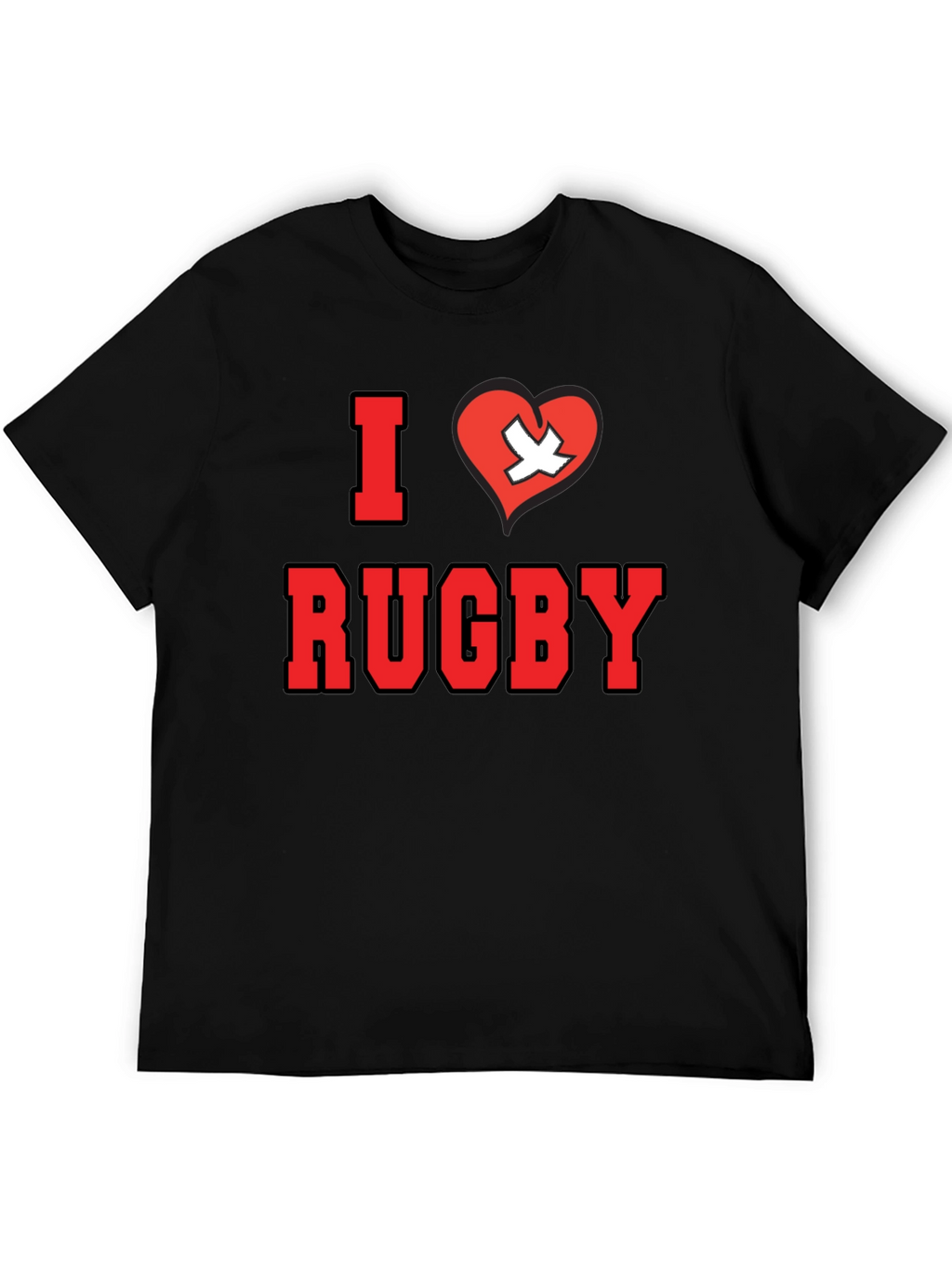 I Love Rugby T-Shirt - Black Cotton Tee