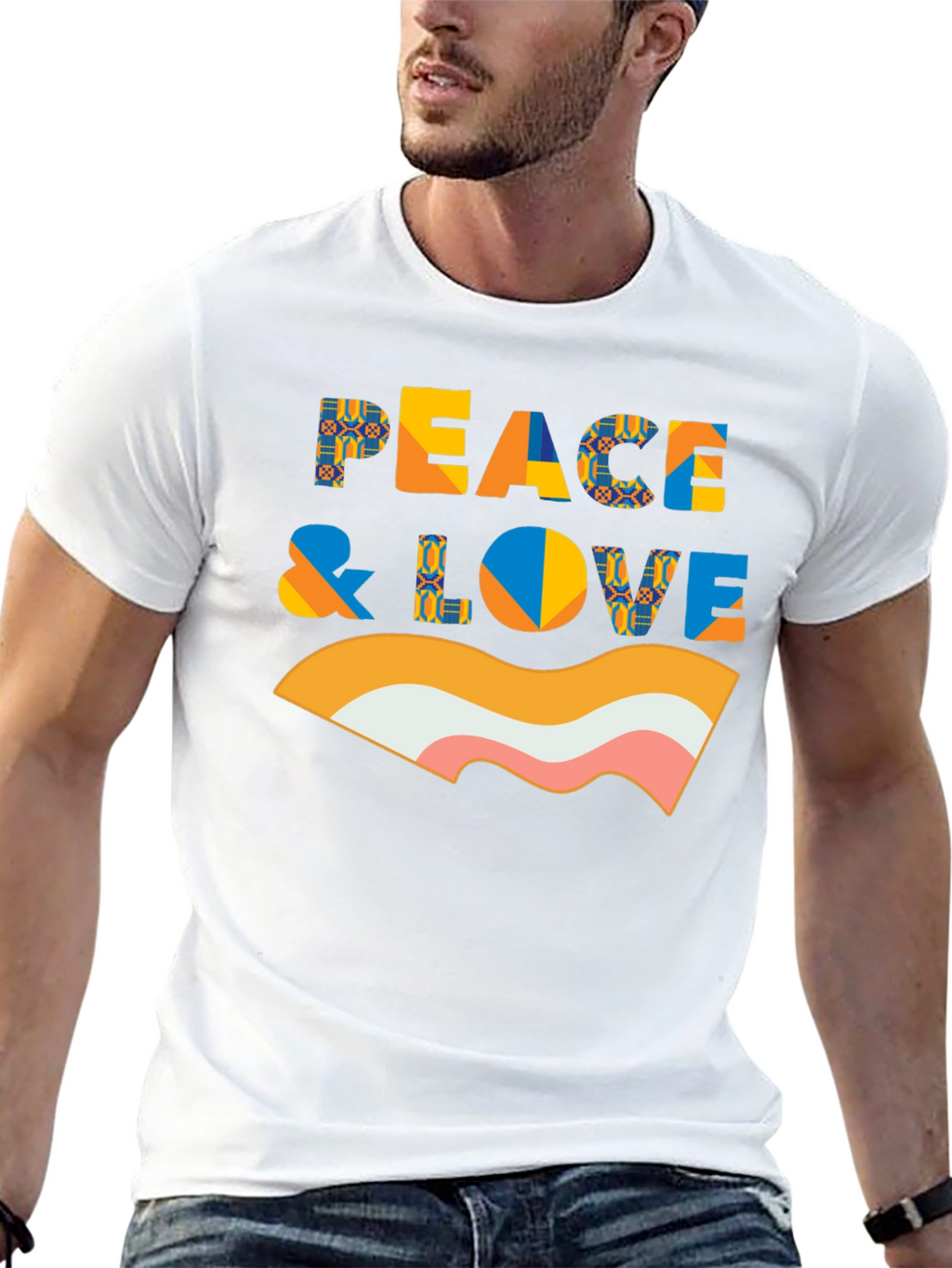 Peace & Love Retro Graphic Black T-Shirt