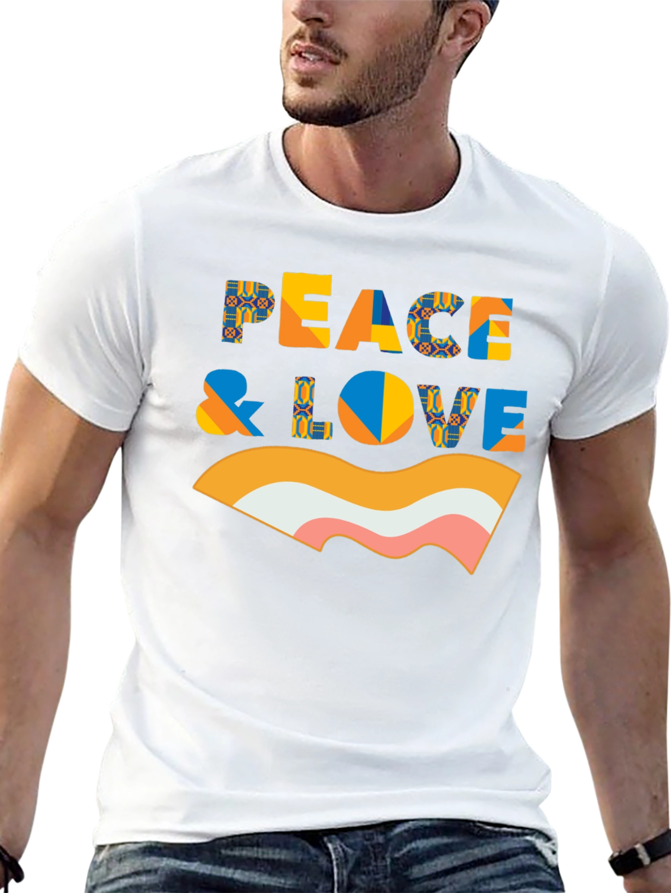 Peace & Love Retro Graphic Black T-Shirt
