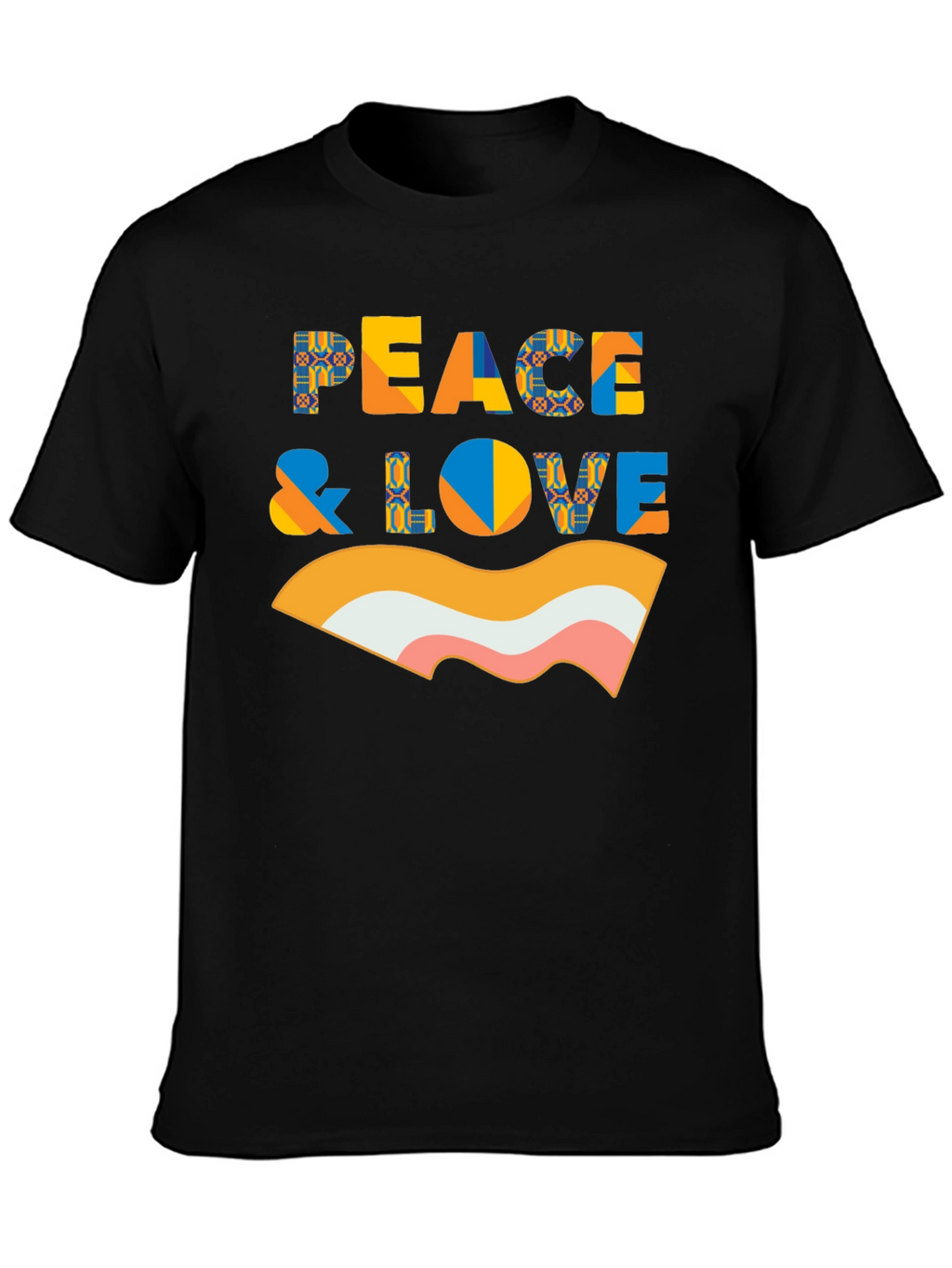 Peace & Love Retro Graphic Black T-Shirt