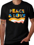 Peace & Love Retro Graphic Black T-Shirt