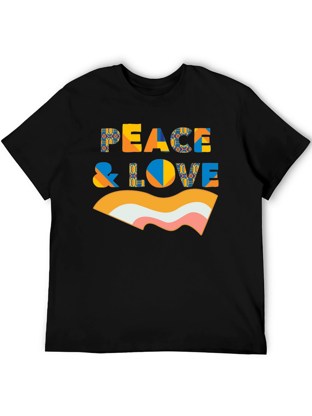Peace & Love Retro Graphic Black T-Shirt