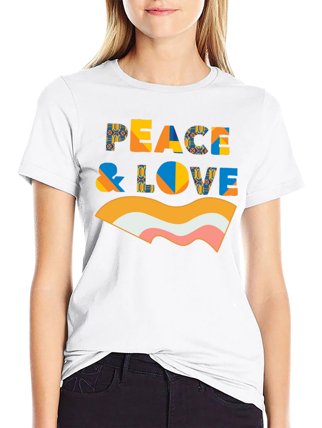 Peace & Love Retro Graphic Black T-Shirt