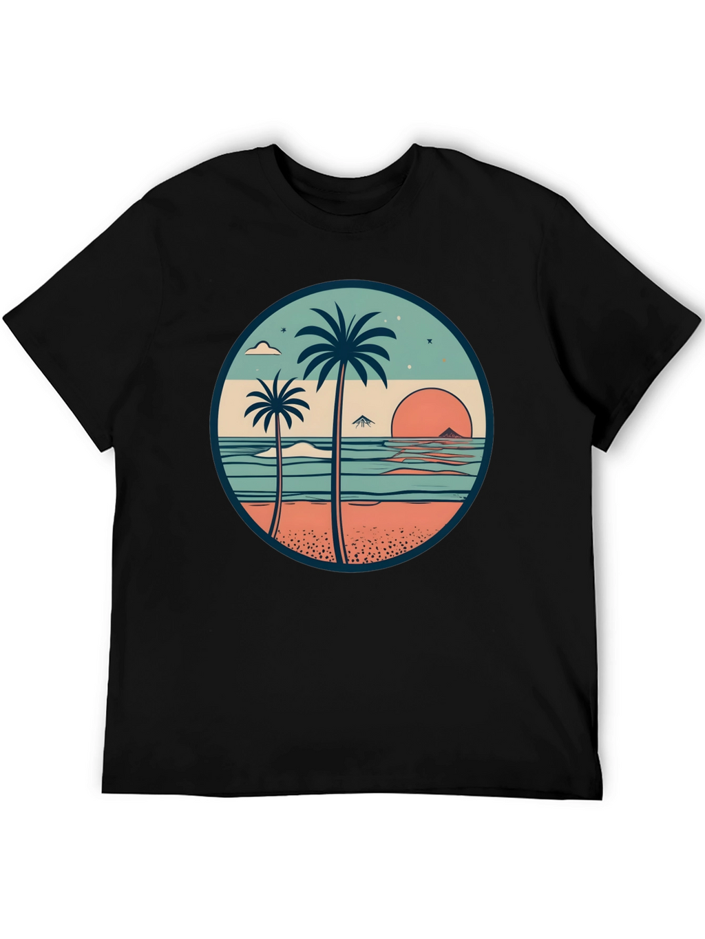 Tropical Beach Palm Tree Graphic T-Shirt