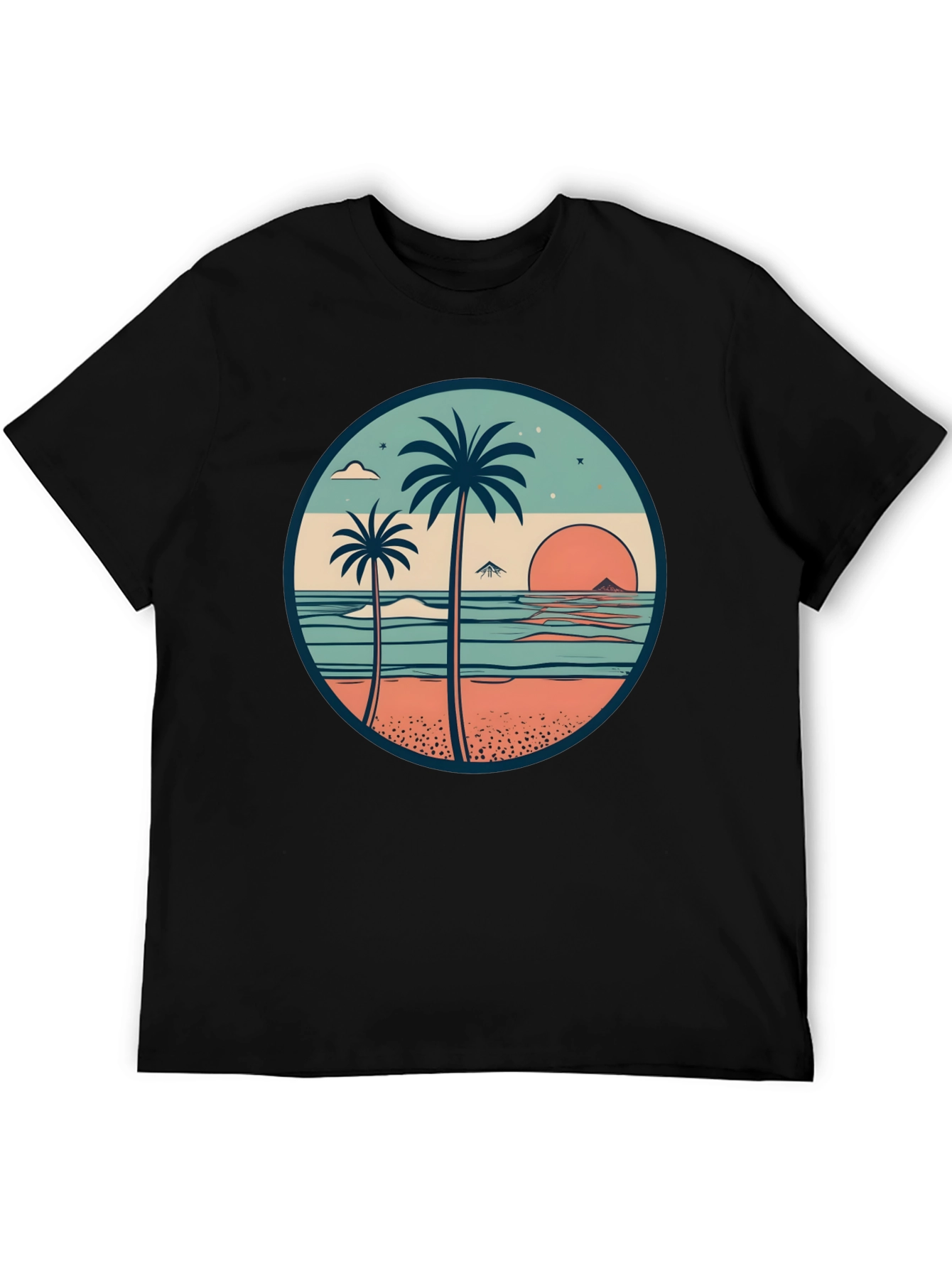 Tropical Beach Palm Tree Graphic T-Shirt