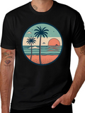 Tropical Beach Palm Tree Graphic T-Shirt