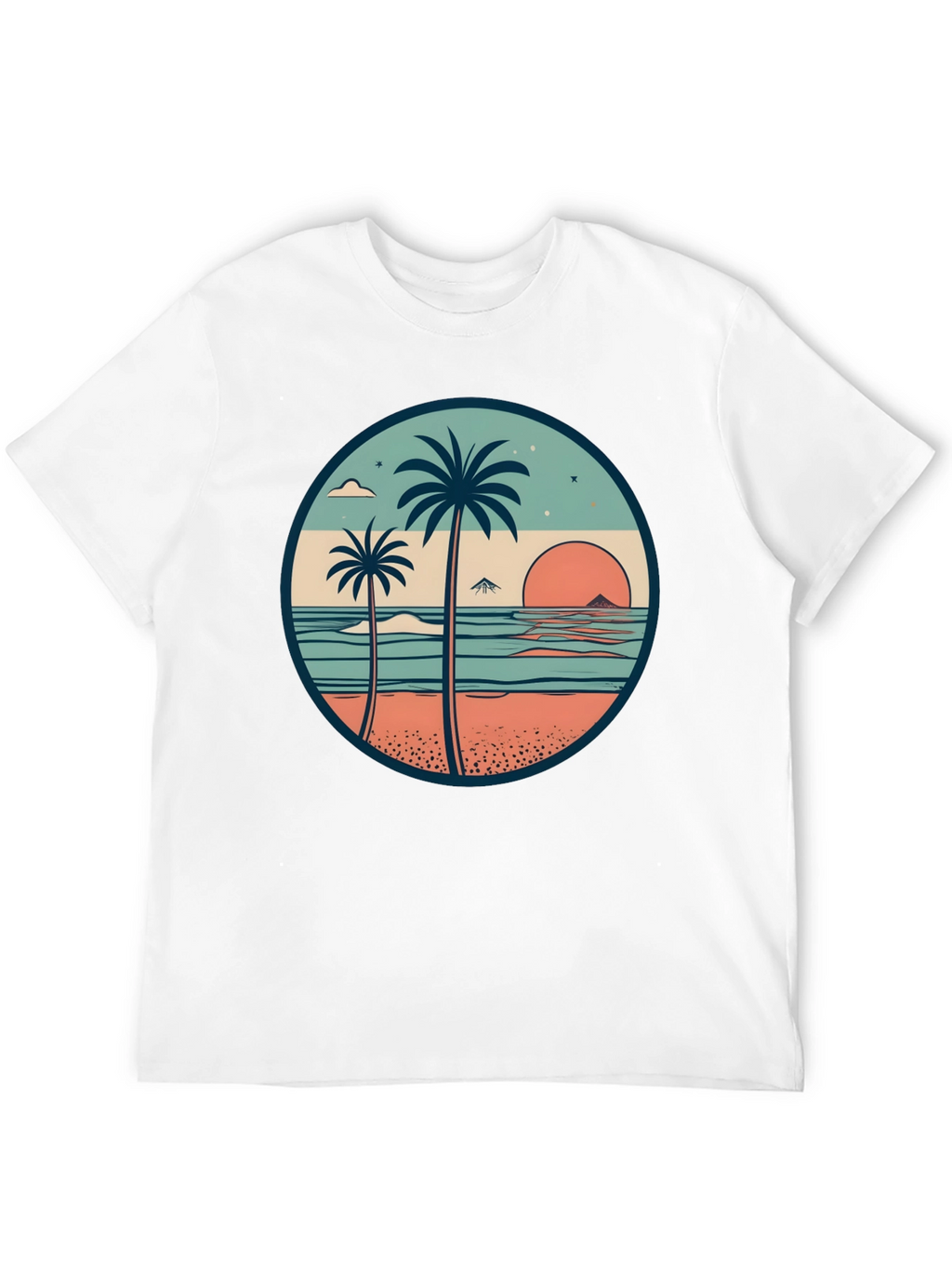 Tropical Beach Palm Tree Graphic T-Shirt