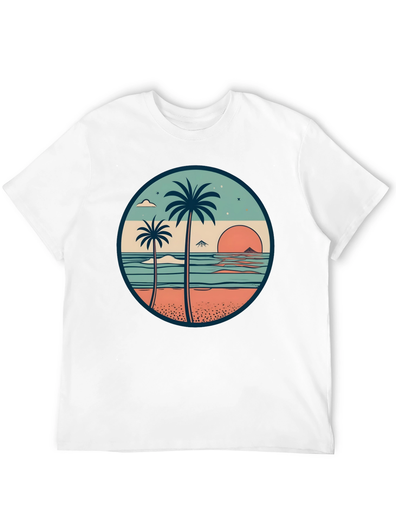 Tropical Beach Palm Tree Graphic T-Shirt
