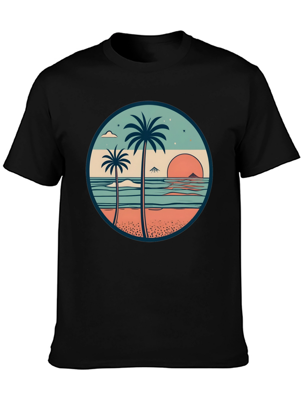 Tropical Beach Palm Tree Graphic T-Shirt