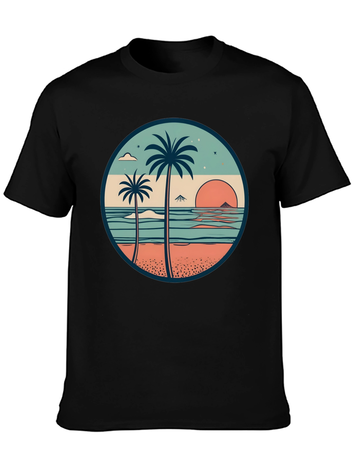 Tropical Beach Palm Tree Graphic T-Shirt