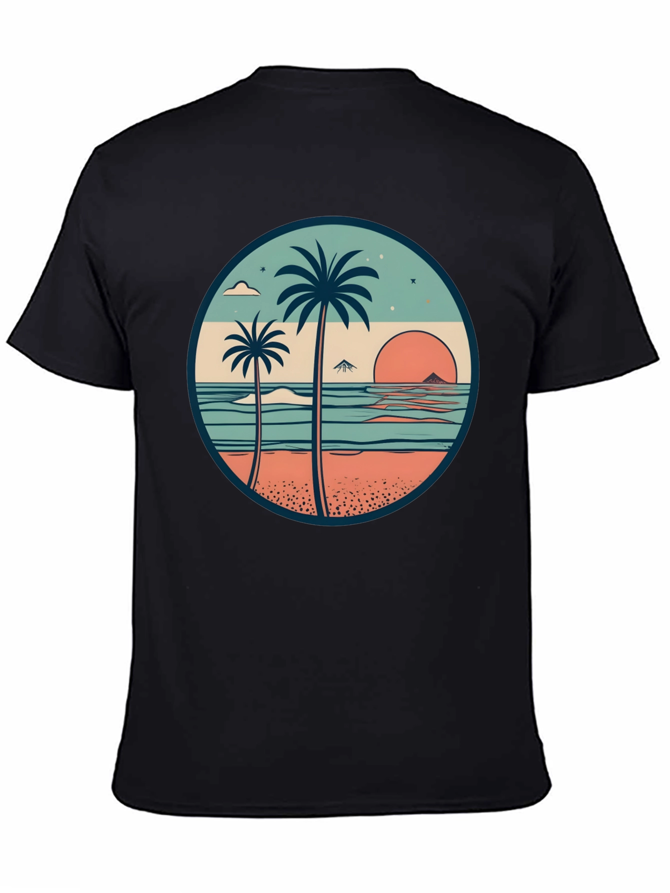 Tropical Beach Palm Tree Graphic T-Shirt