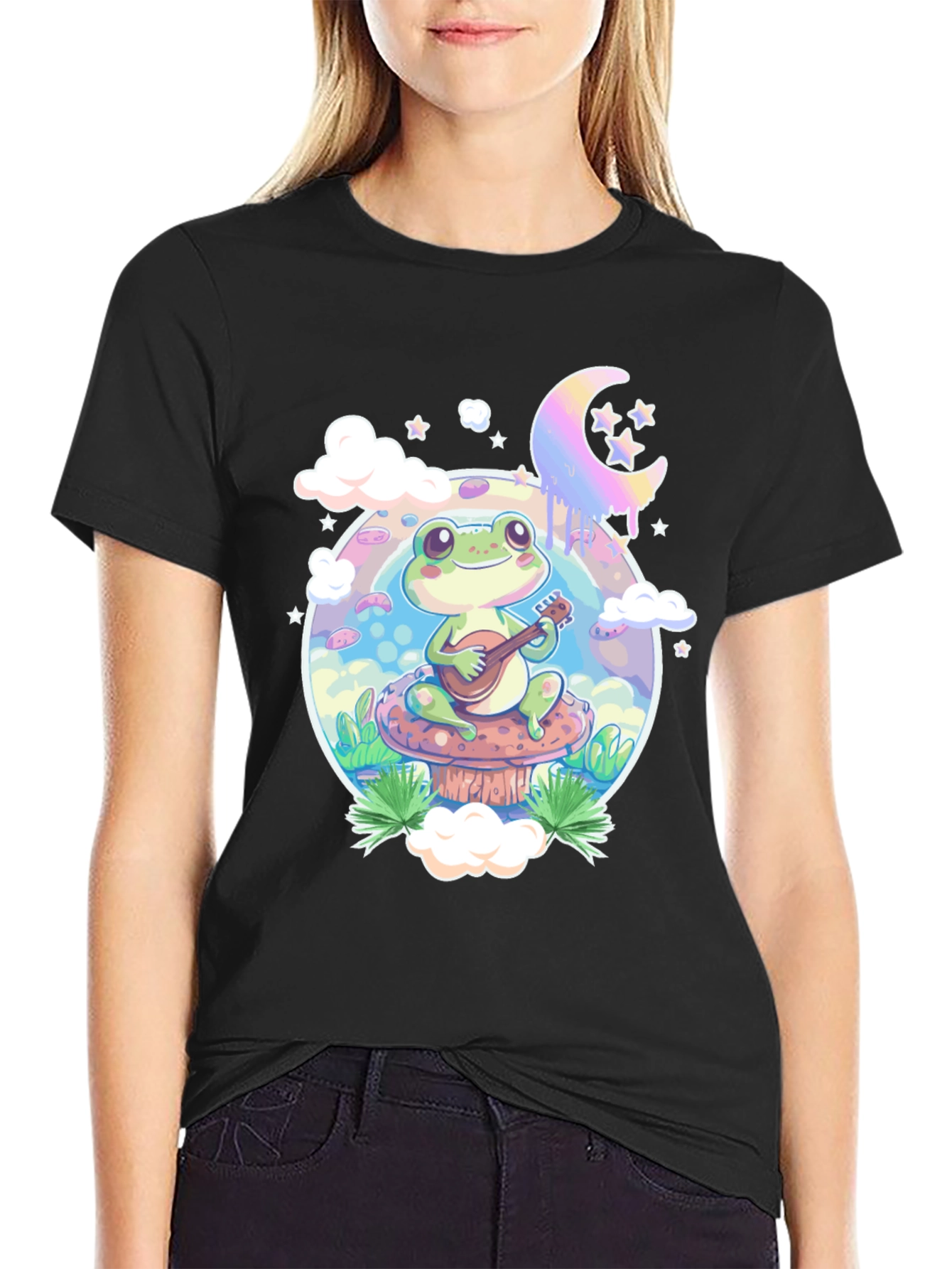 Frog Mushroom Guitarist Graphic Tee