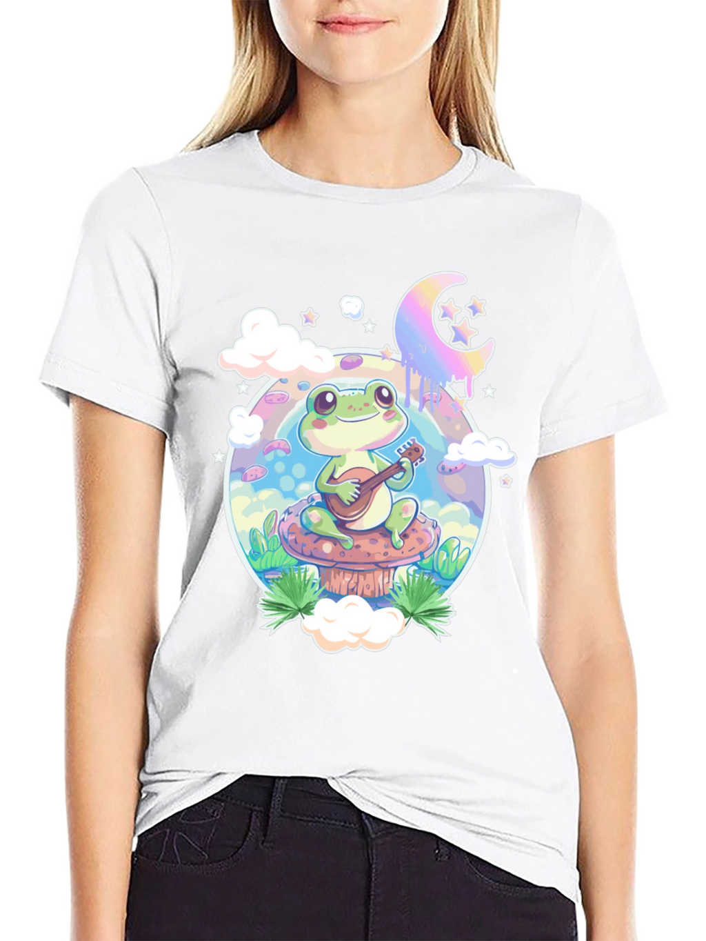Frog Mushroom Guitarist Graphic Tee