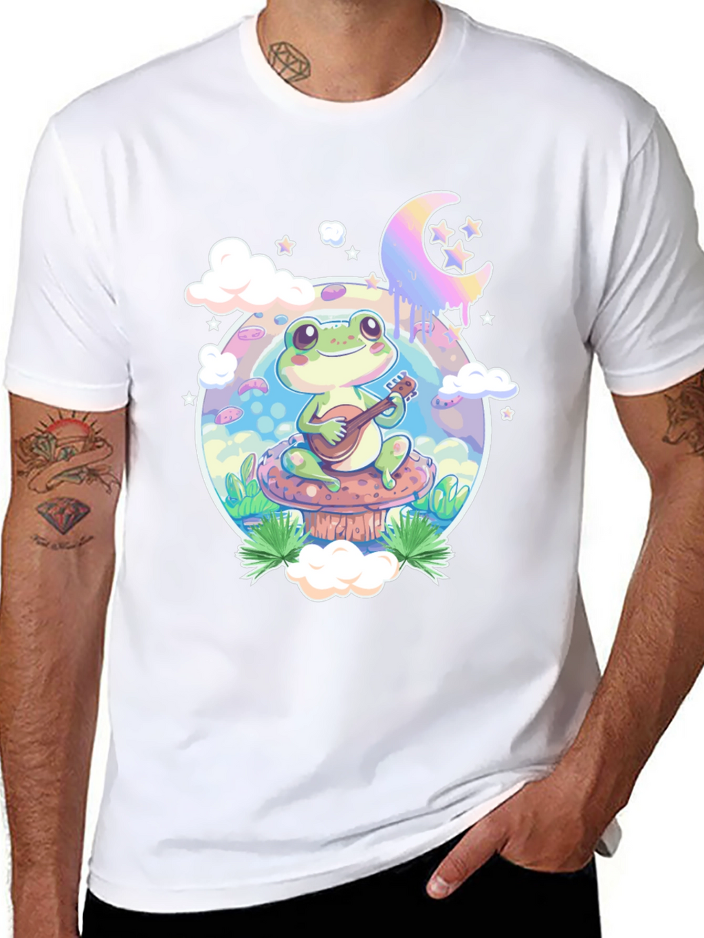 Frog Mushroom Guitarist Graphic Tee