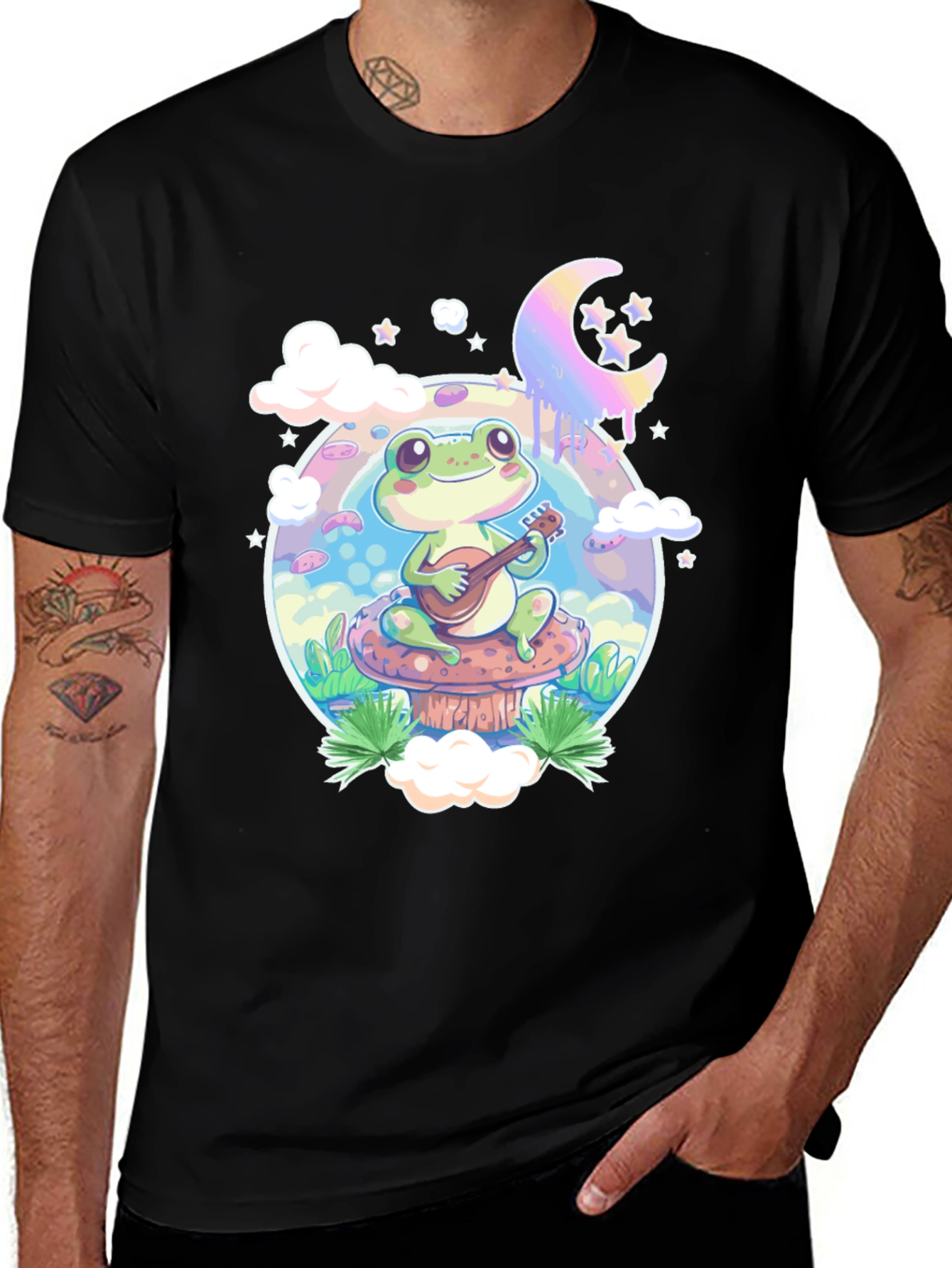 Frog Mushroom Guitarist Graphic Tee