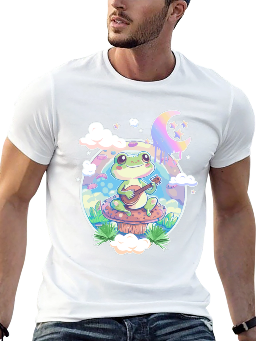 Frog Mushroom Guitarist Graphic Tee