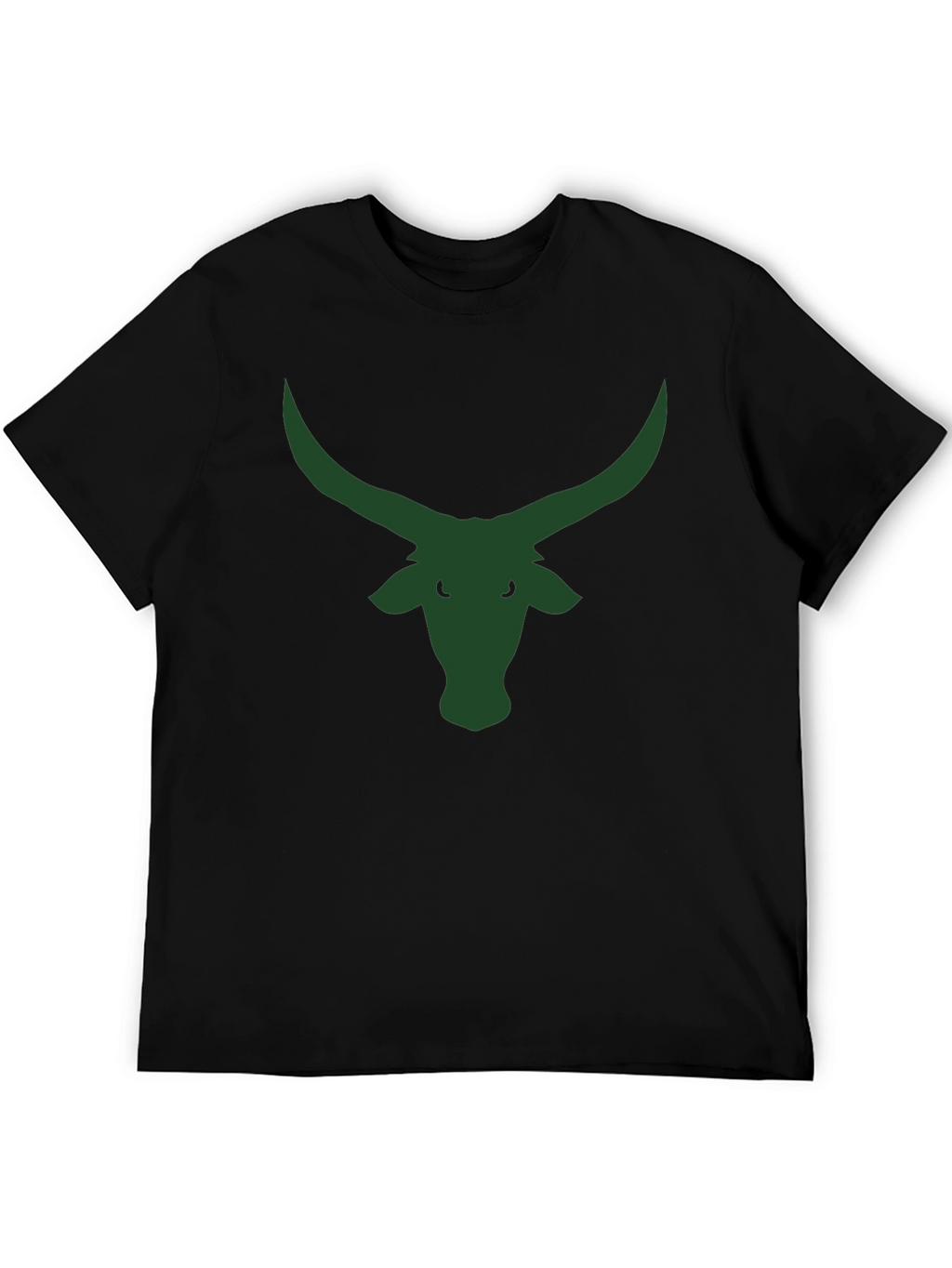 Black T-Shirt with Green Bull Horns Graphic