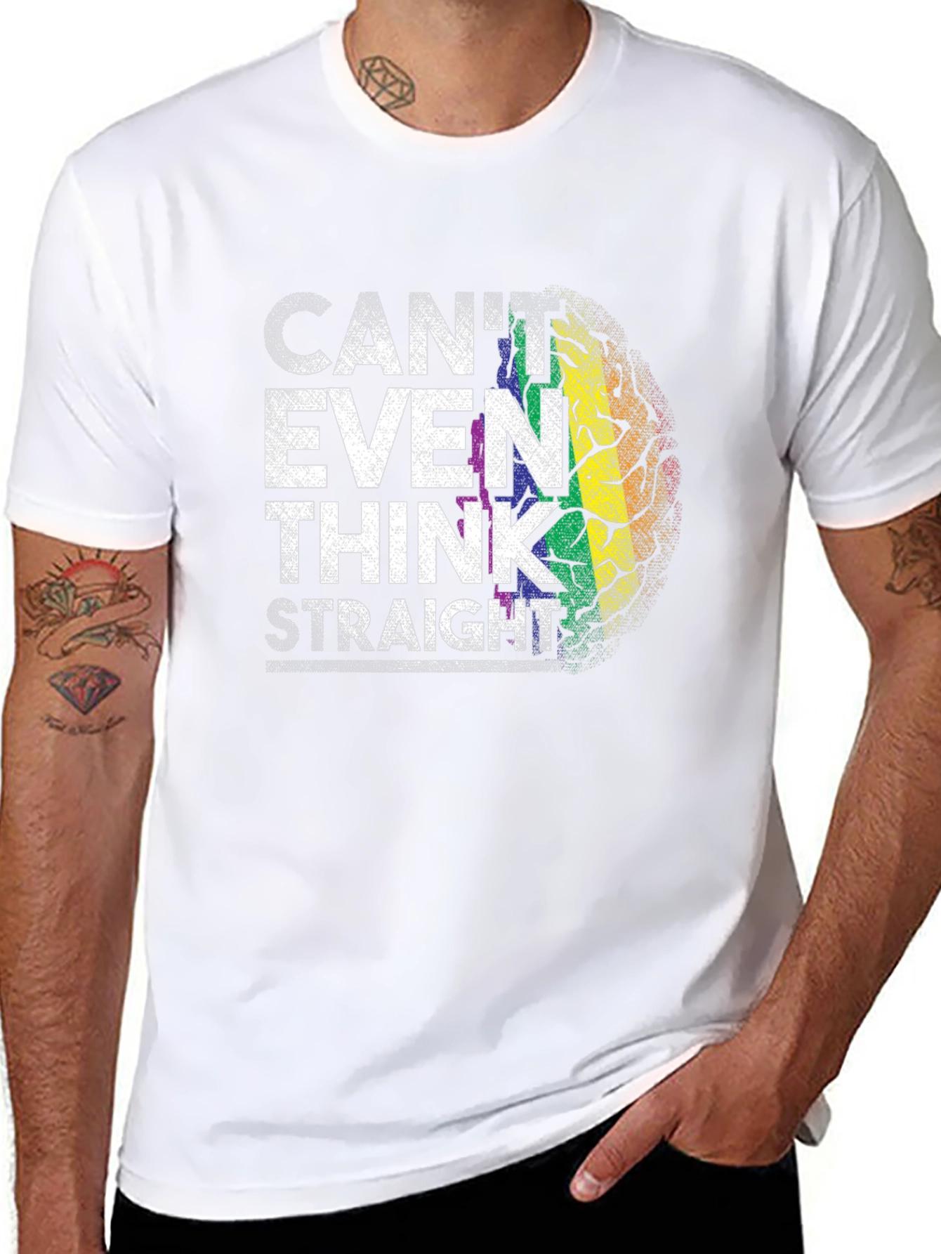 Cant Even Think Straight Rainbow Brain T-Shirt