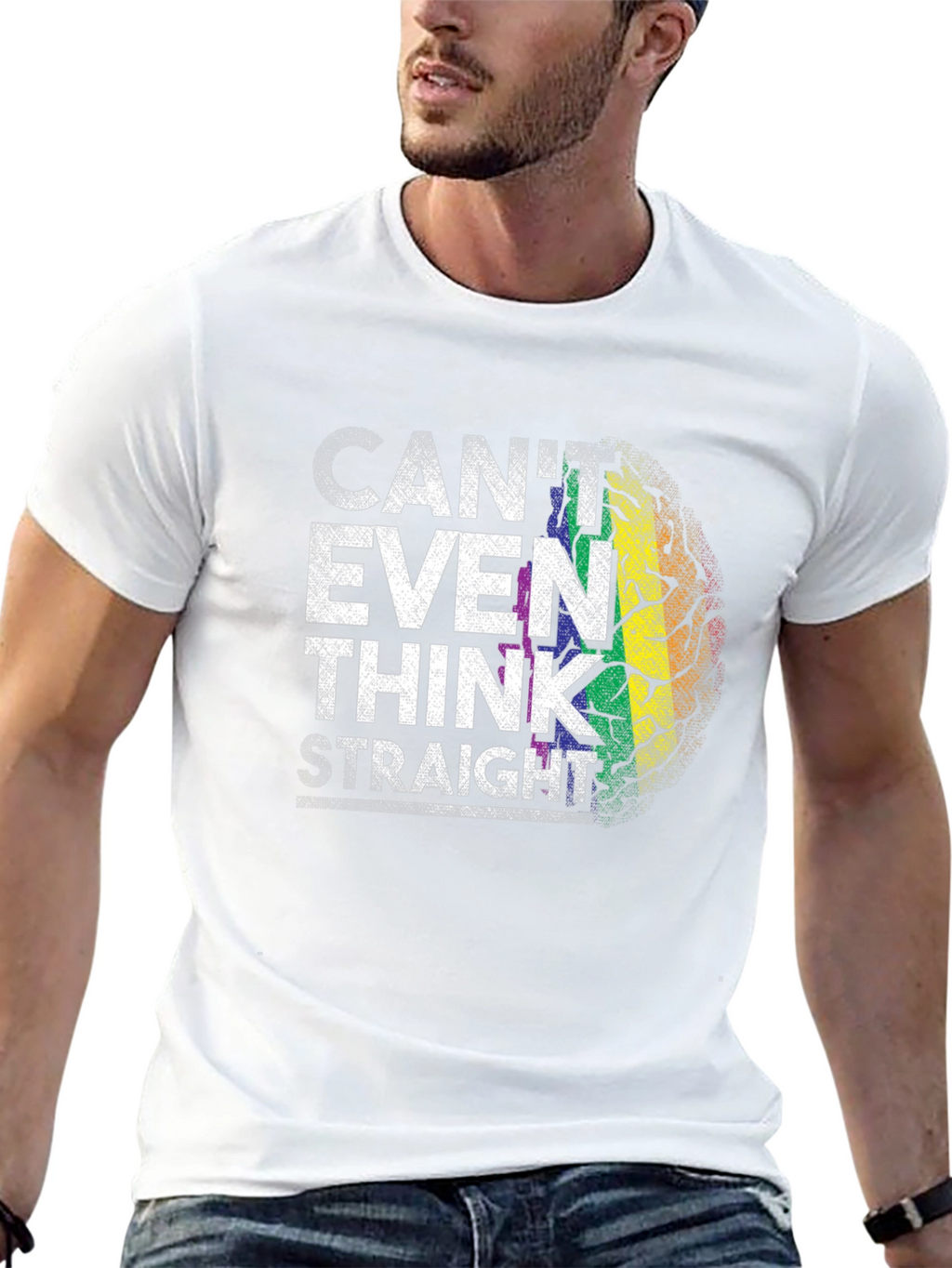 Cant Even Think Straight Rainbow Brain T-Shirt