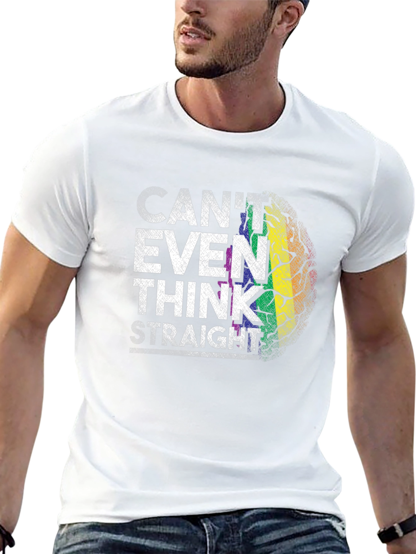 Cant Even Think Straight Rainbow Brain T-Shirt
