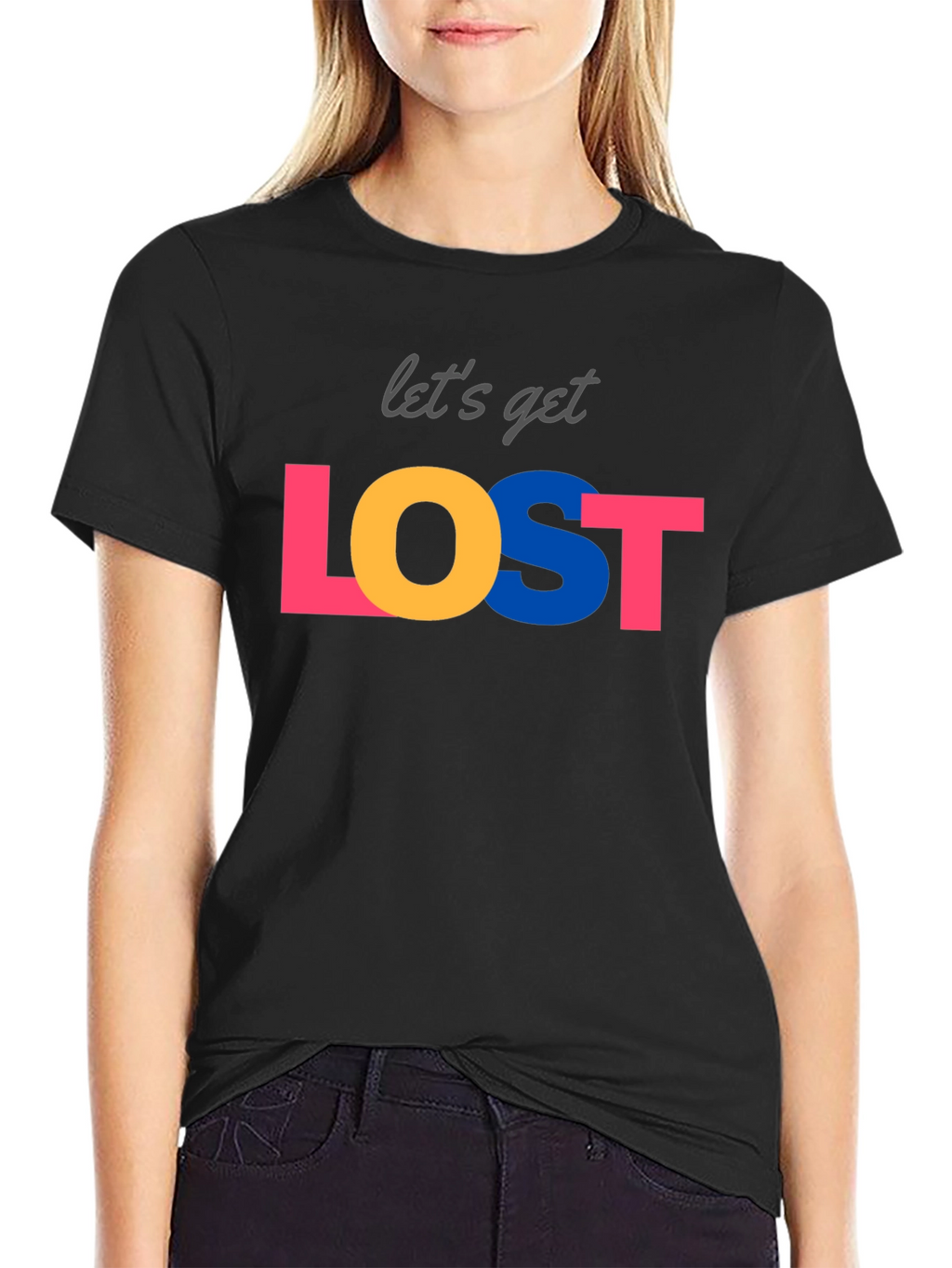 Lets Get Lost Graphic Tee - Black Crew Neck