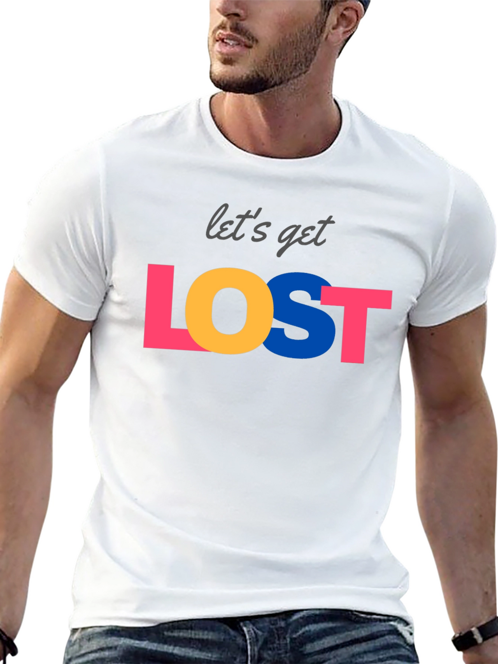 Lets Get Lost Graphic Tee - Black Crew Neck