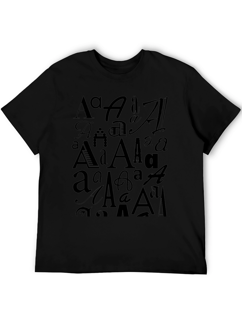 Typography A Design Black T-Shirt